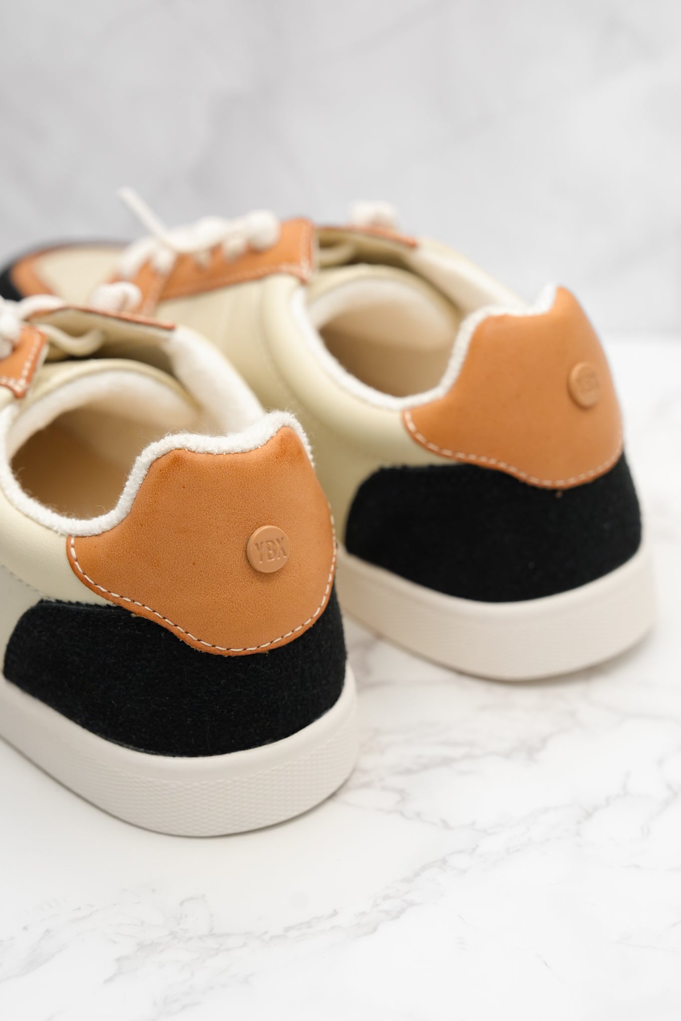 Yellow Box Metallic Accent Mixed Material Lace Up Sneaker