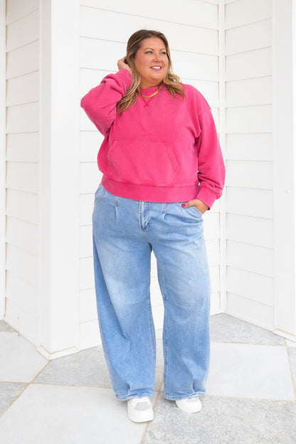 Long Sleeve Pullover Sweatshirt with Kangaroo Pocket