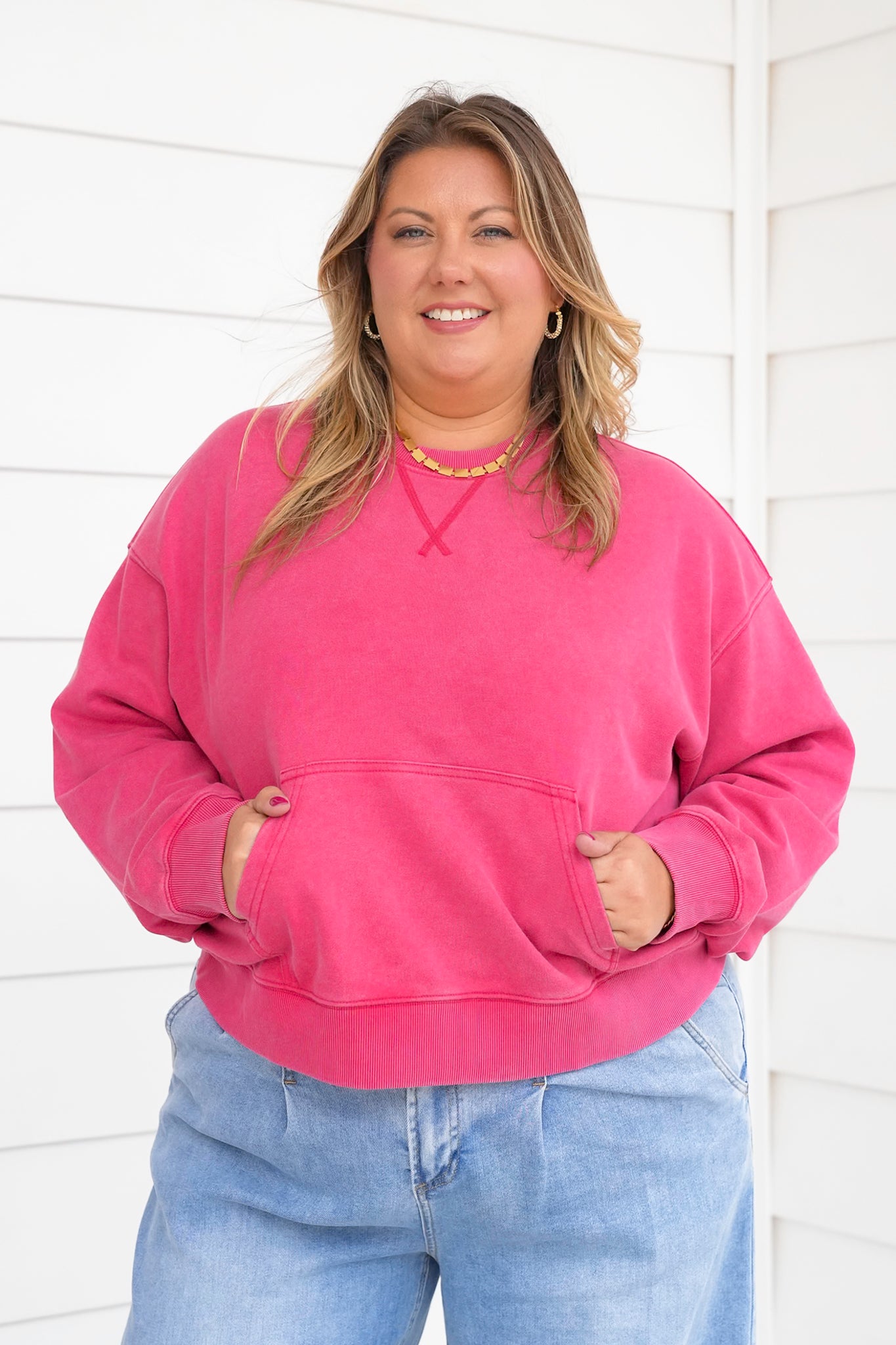 Long Sleeve Pullover Sweatshirt with Kangaroo Pocket