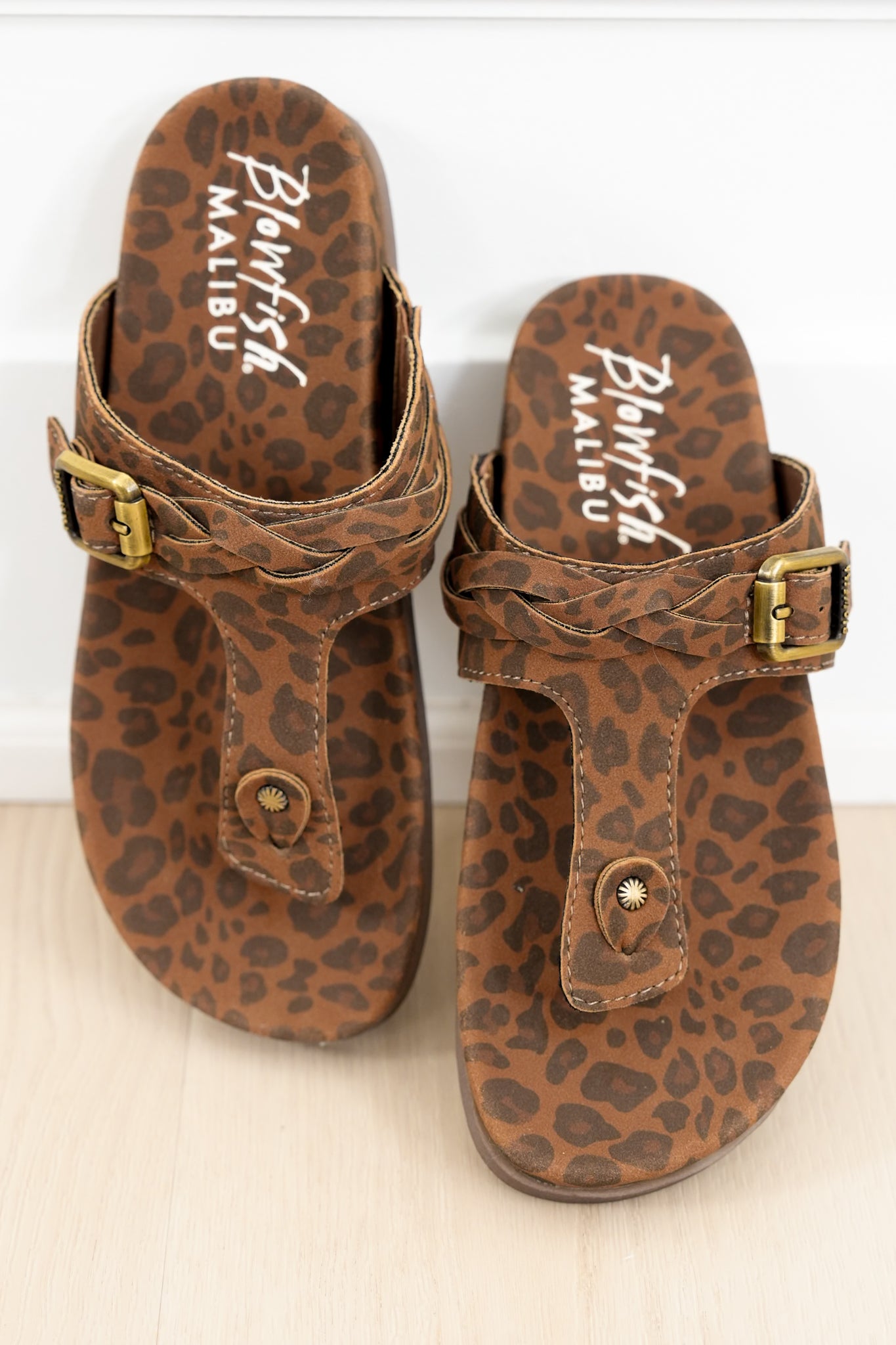 Blowfish Animal Print Adjustable Buckle Cork Footbed Thong Sandal