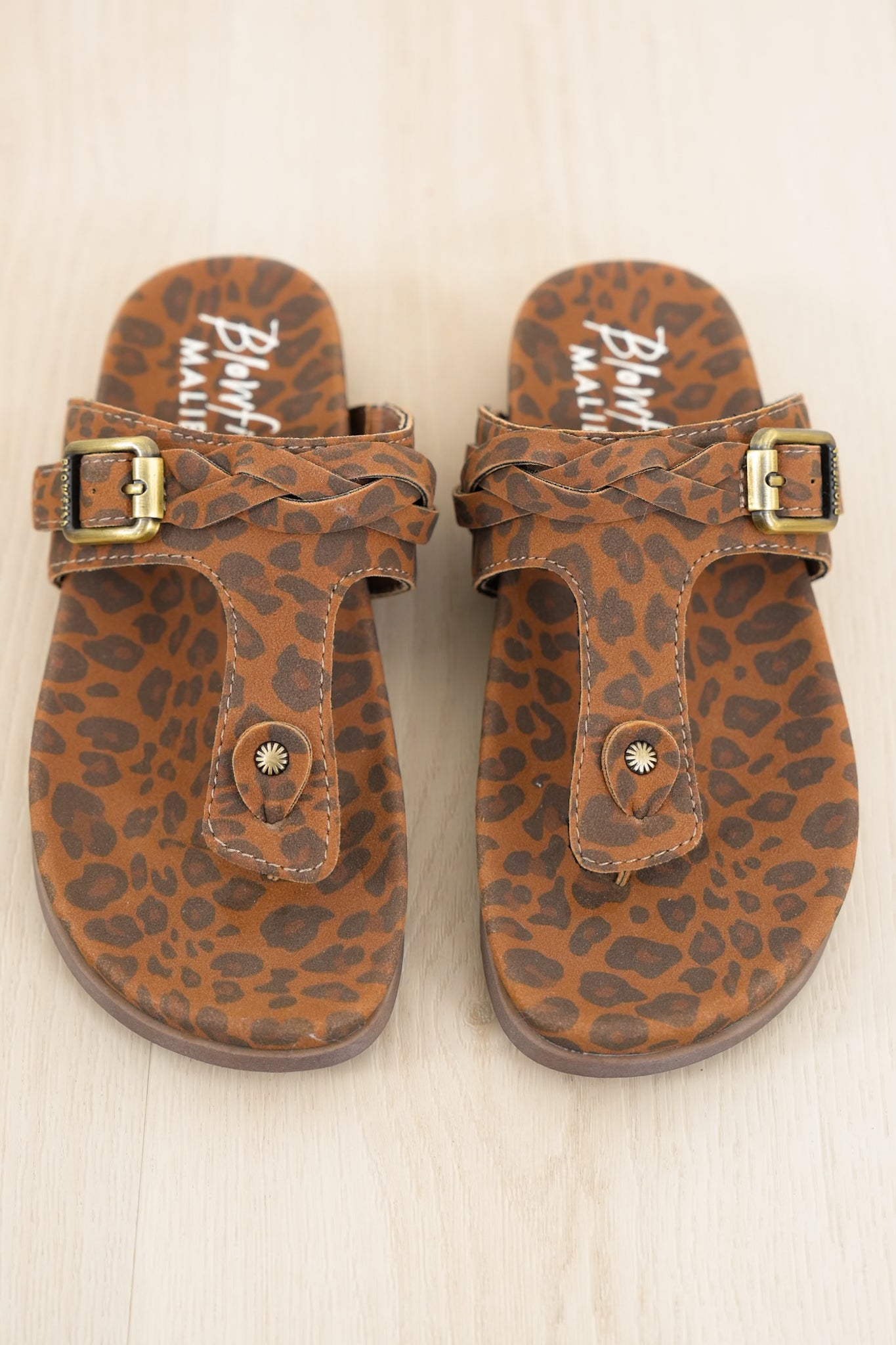 Blowfish Animal Print Adjustable Buckle Cork Footbed Thong Sandal