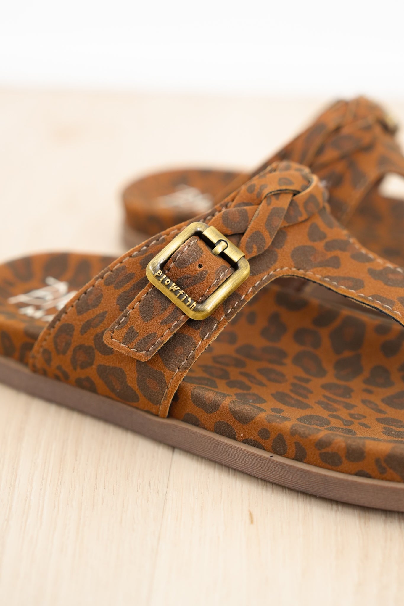 Blowfish Animal Print Adjustable Buckle Cork Footbed Thong Sandal