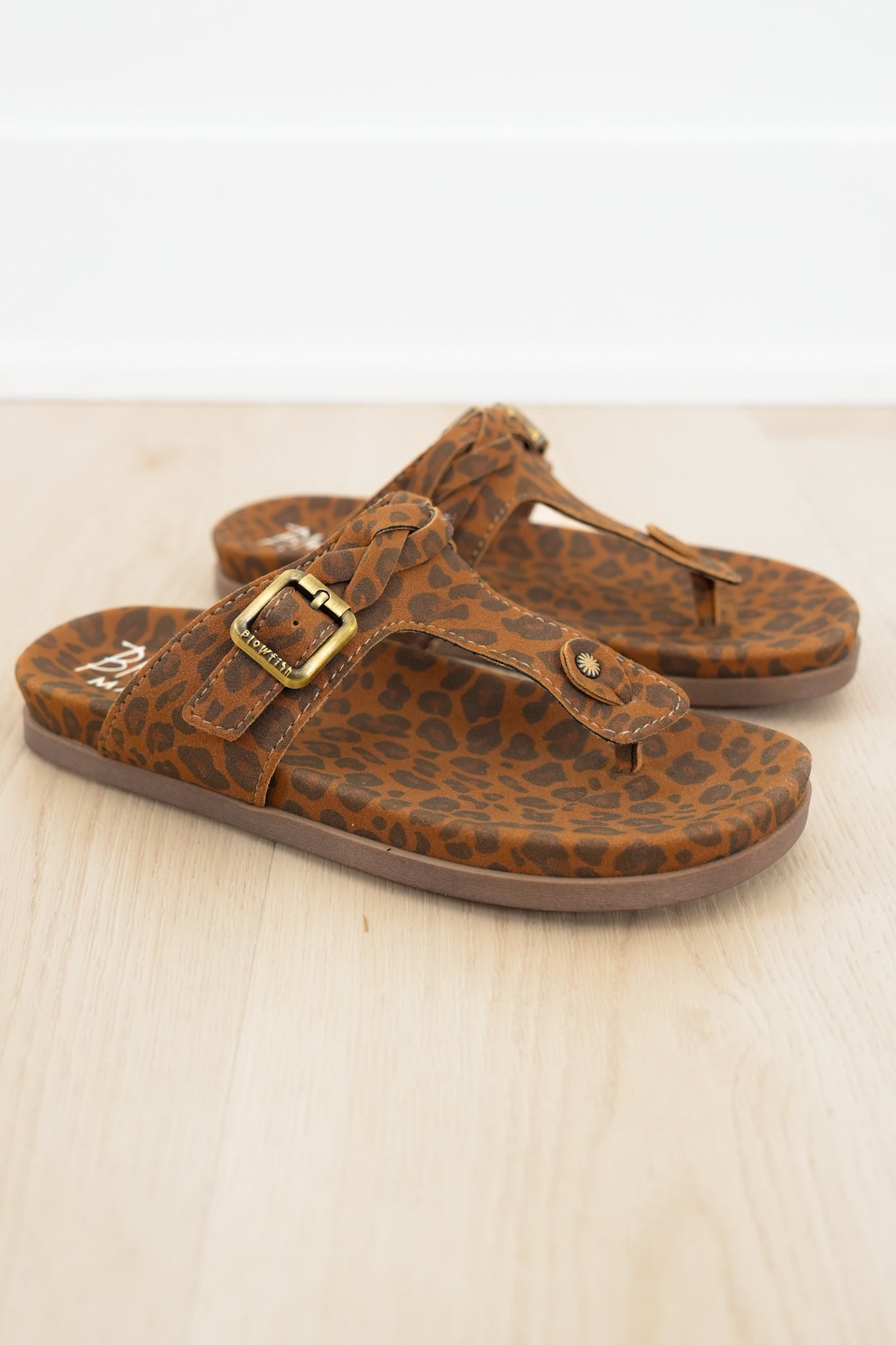 Blowfish Animal Print Adjustable Buckle Cork Footbed Thong Sandal