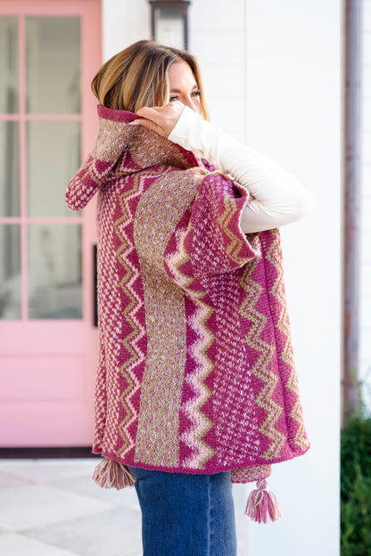 POL Knit Hoodie Poncho Cardigan Sweater