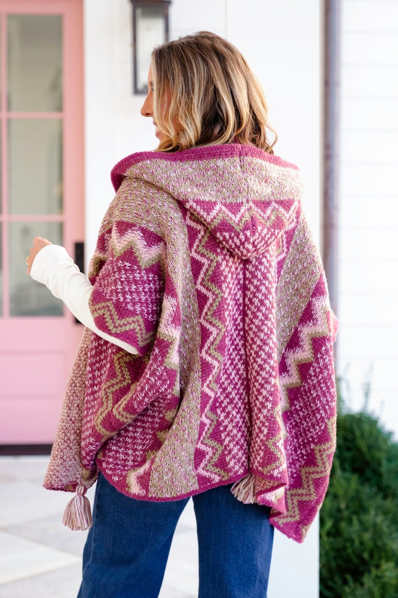 POL Knit Hoodie Poncho Cardigan Sweater