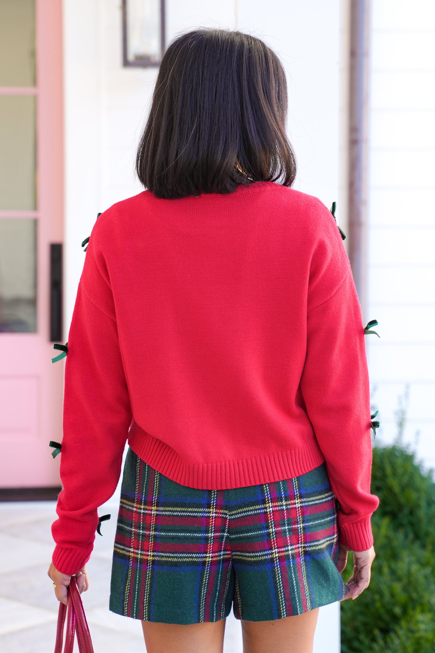 Long Sleeve Pullover Sweater with Velvet Bow