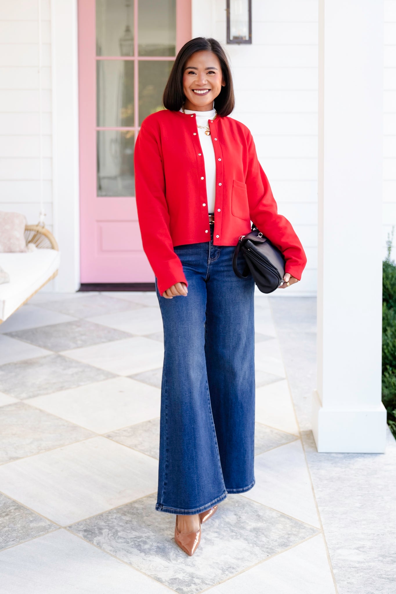 Solid Long Sleeve Snap Button Down Cardigan