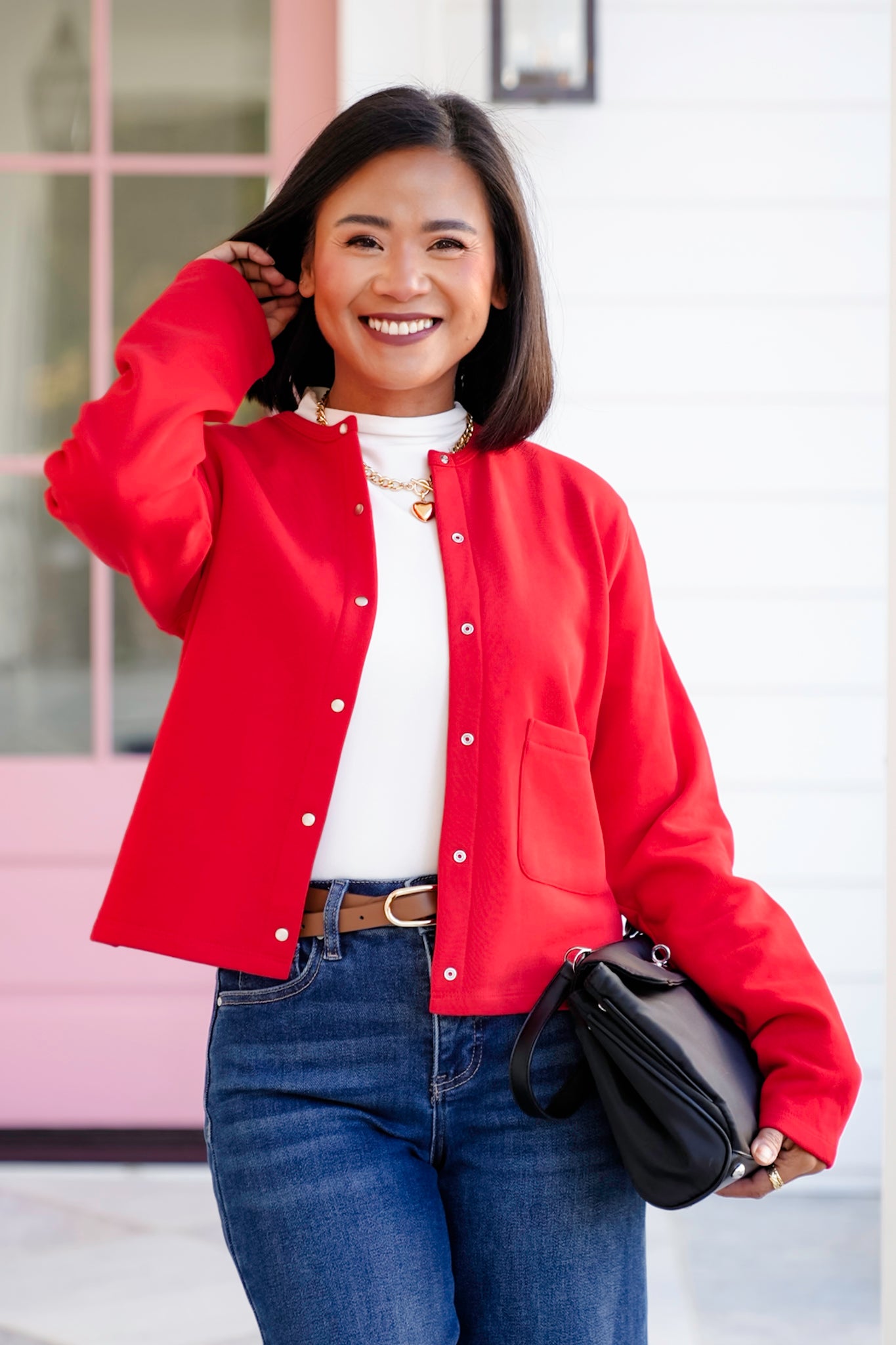 Solid Long Sleeve Snap Button Down Cardigan