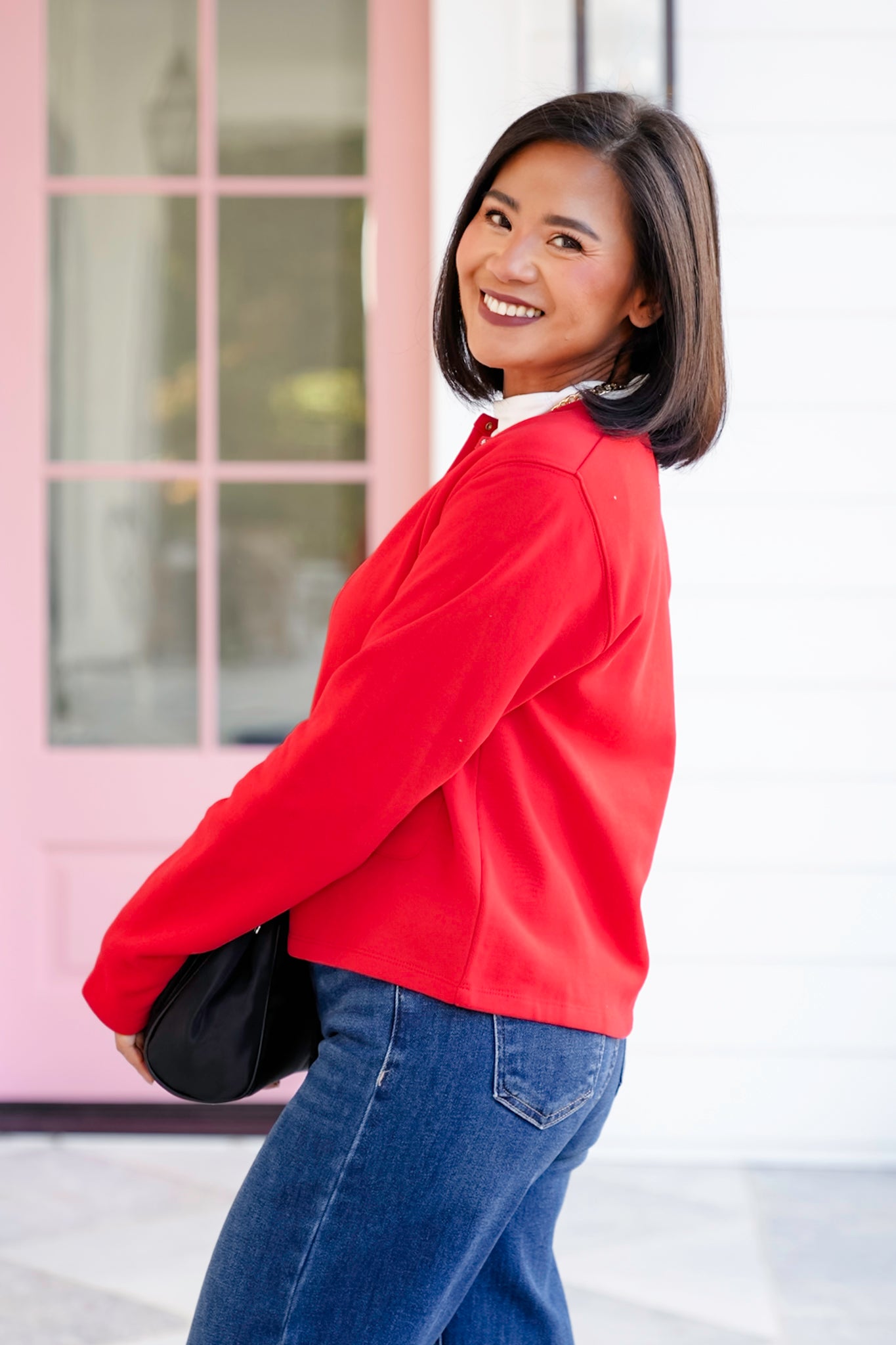 Solid Long Sleeve Snap Button Down Cardigan