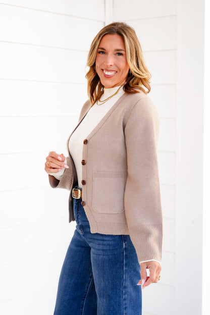 Wide Long Sleeve Button Down Cardigan