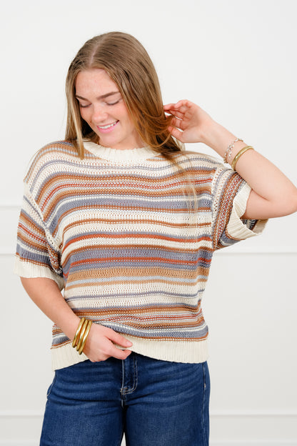 Knit Short Sleeve Crew Neck Top