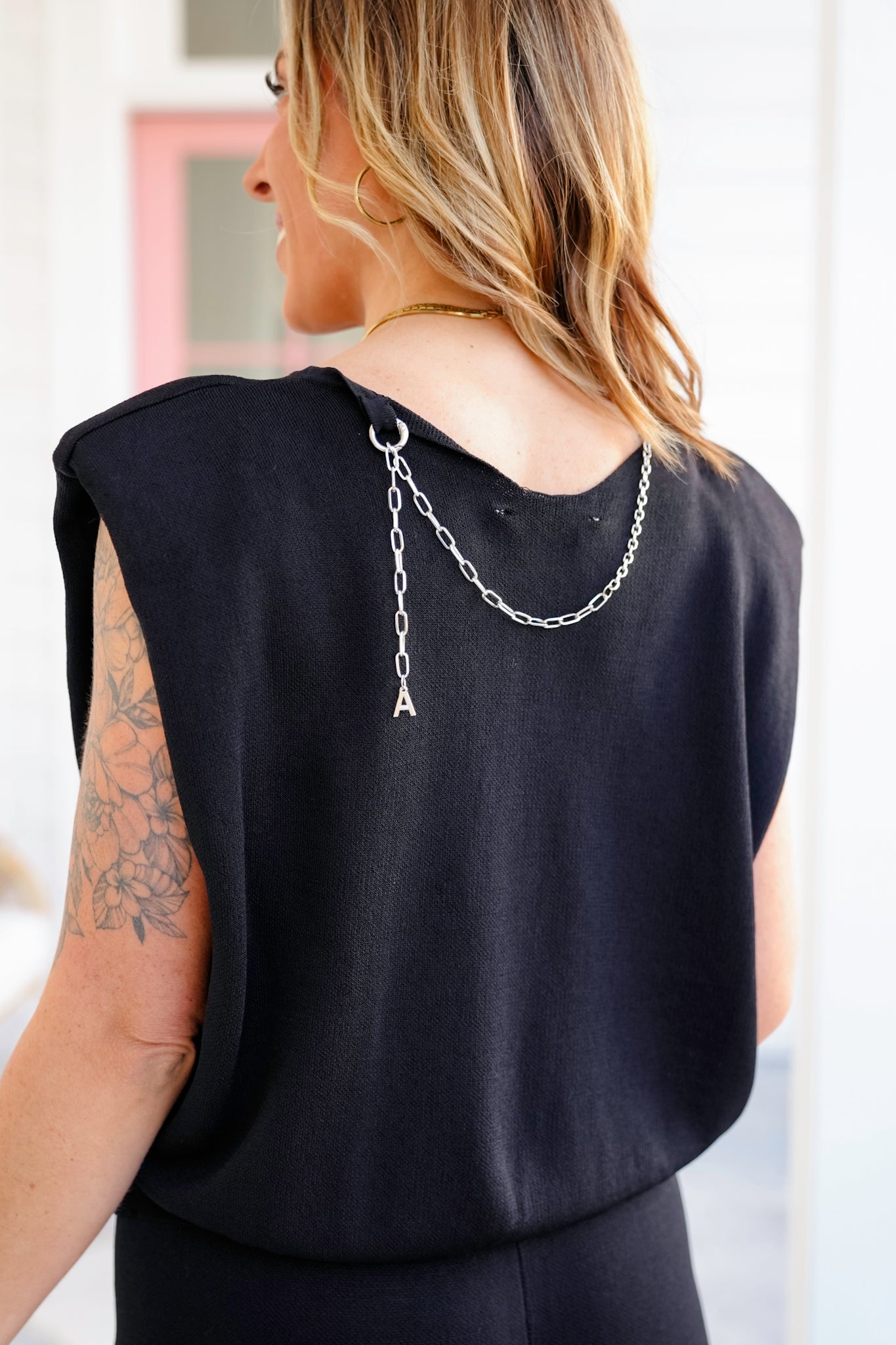 Black Knit Sleeveless Top and Pants Set