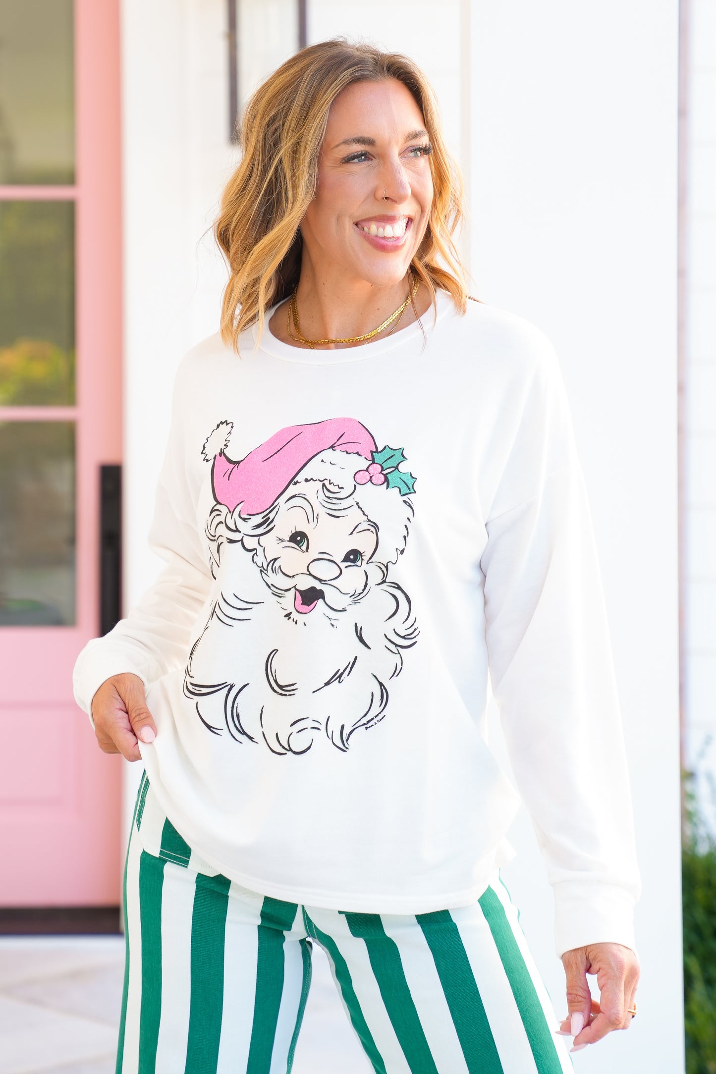 Plus/Reg  Long Sleeve Santa Pullover Sweatshirt