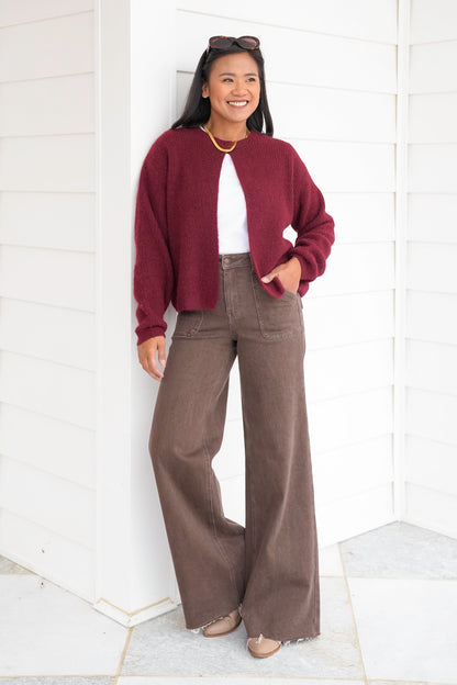 Long Sleeve Cardigan with Single Button