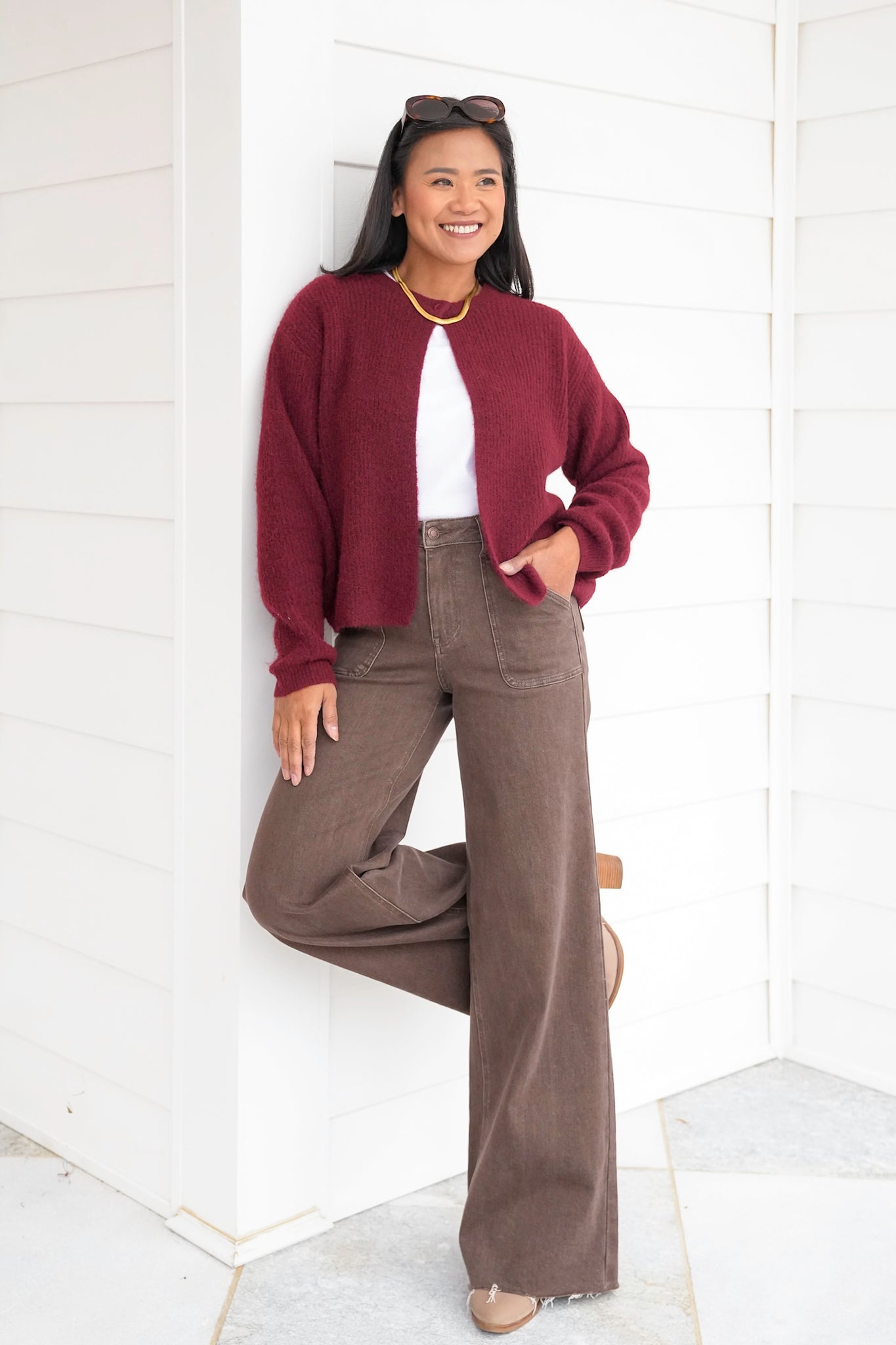 Long Sleeve Cardigan with Single Button