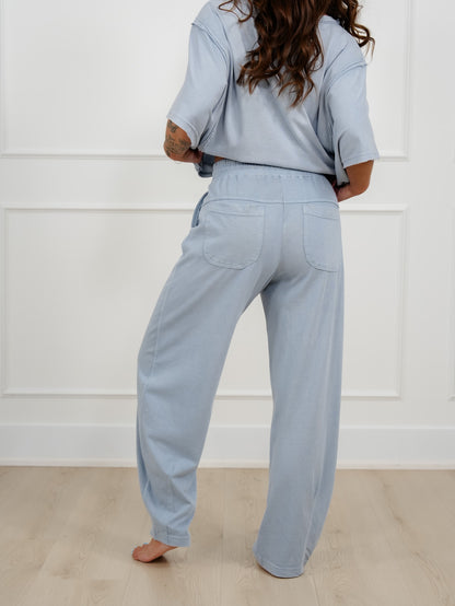 Mineral Washed Knit Elastic Waist Barrel Pants