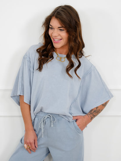 Mineral Washed Knit Short Sleeve Top