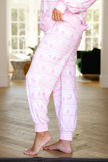 Christmas Print Elastic Waist Joggers Pants