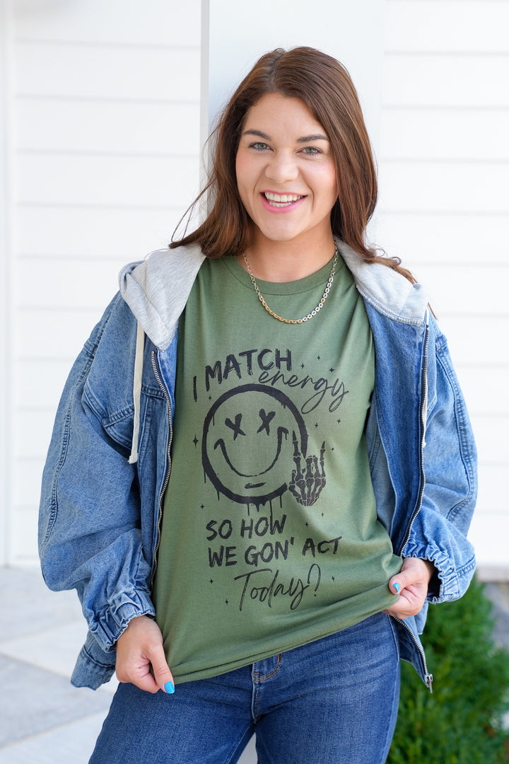Plus/Reg Short Sleeve "I Match Energy" Graphic Tee
