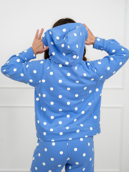 Polka Dot Print Long Sleeve Pullover Hoodie