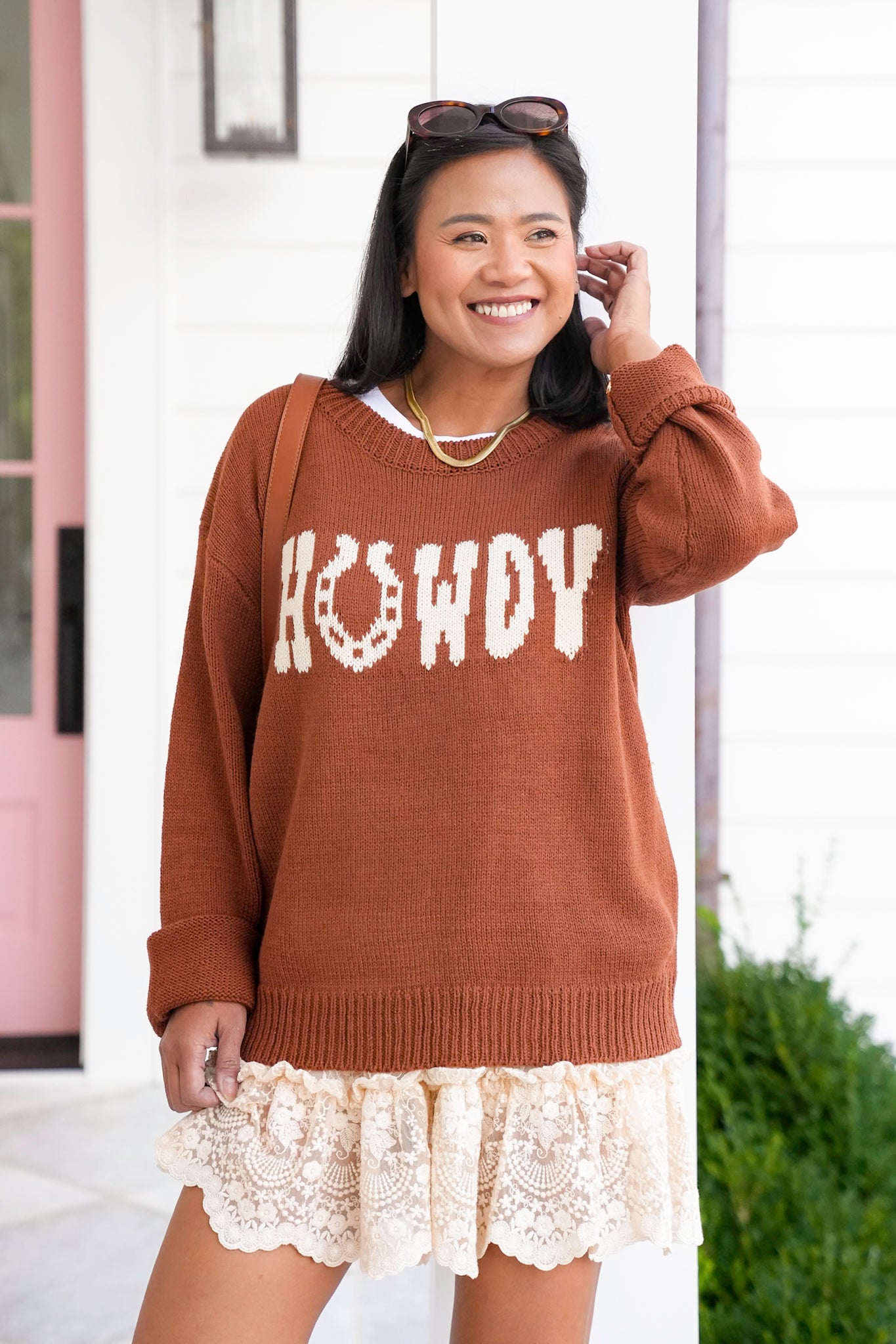 Long Sleeve Horseshoe Howdy Pullover Sweater