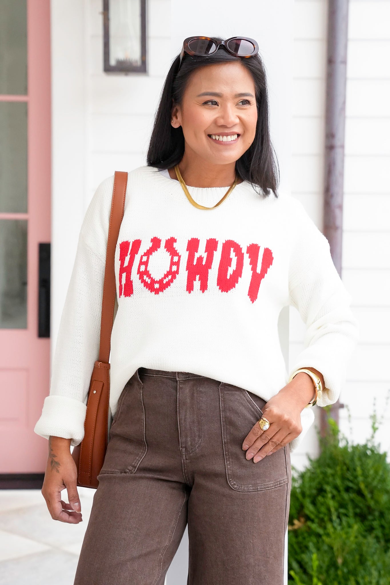 Long Sleeve Horseshoe Howdy Pullover Sweater