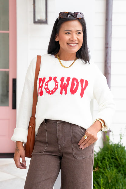 Long Sleeve Horseshoe Howdy Pullover Sweater