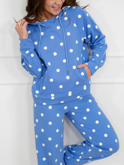 Polka Dot Print Long Sleeve Pullover Hoodie
