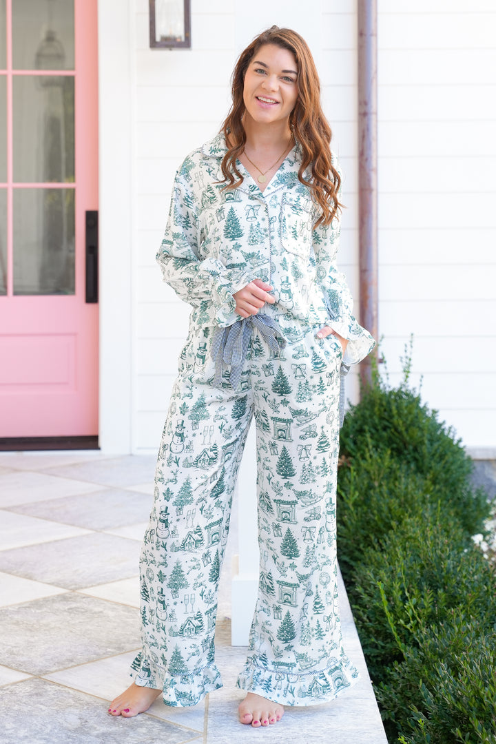 Christmas Print Long Sleeve Top and Pants Lounge Set