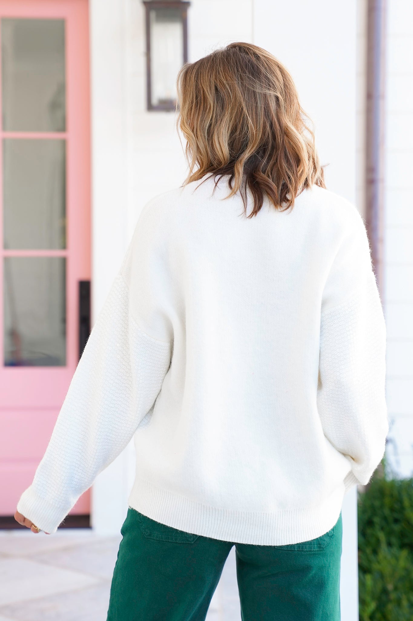 Sequin Long Sleeve "Santa Baby" Pullover Sweater