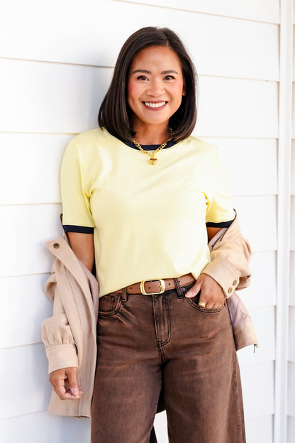 Short Sleeve Top with Contrast Trim