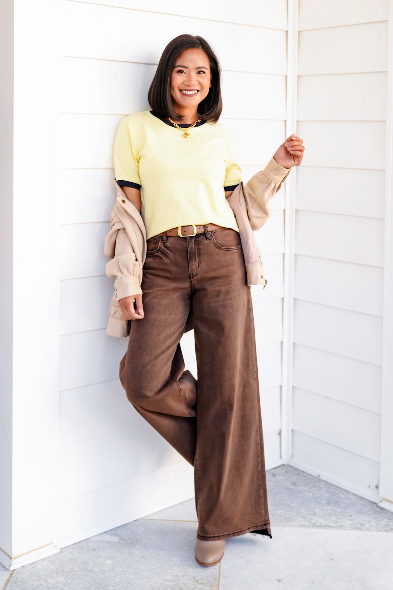 Short Sleeve Top with Contrast Trim