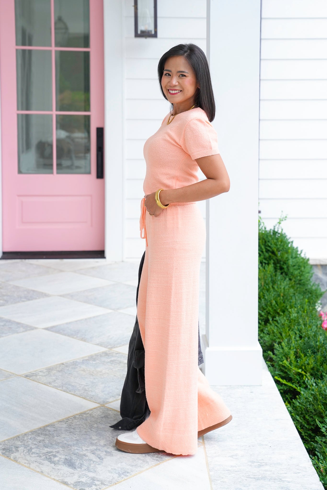 Sweater Knit Drawstring Wide Leg Pants
