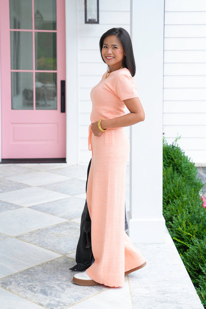 Sweater Knit Drawstring Wide Leg Pants