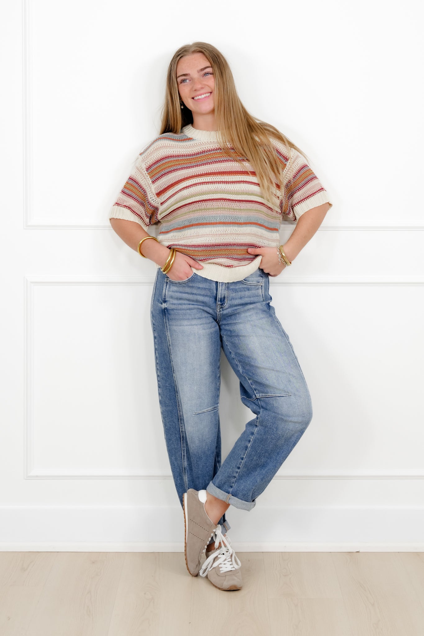 Knit Short Sleeve Crew Neck Top