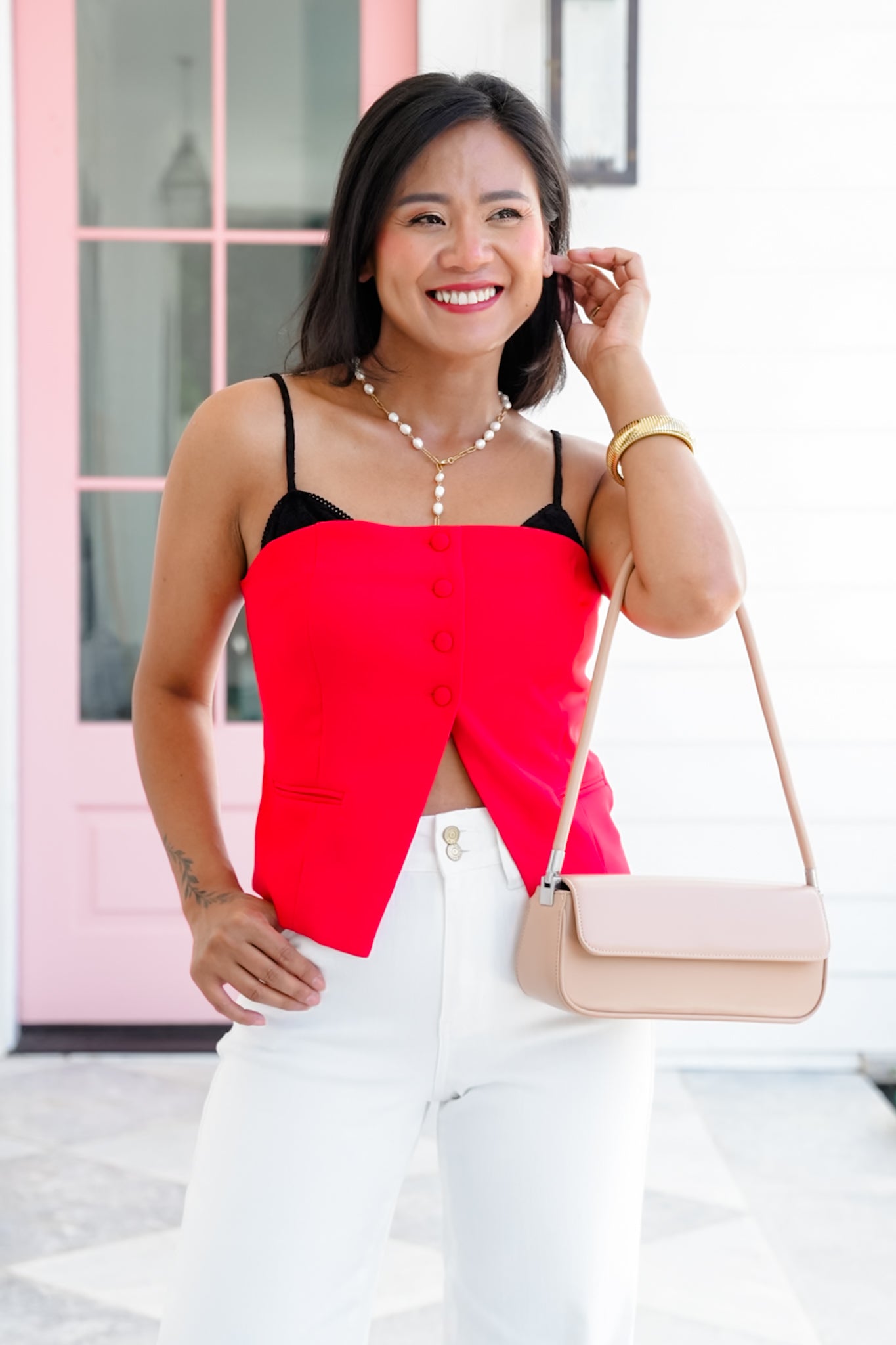 Sleeveless Button Down Layered Top