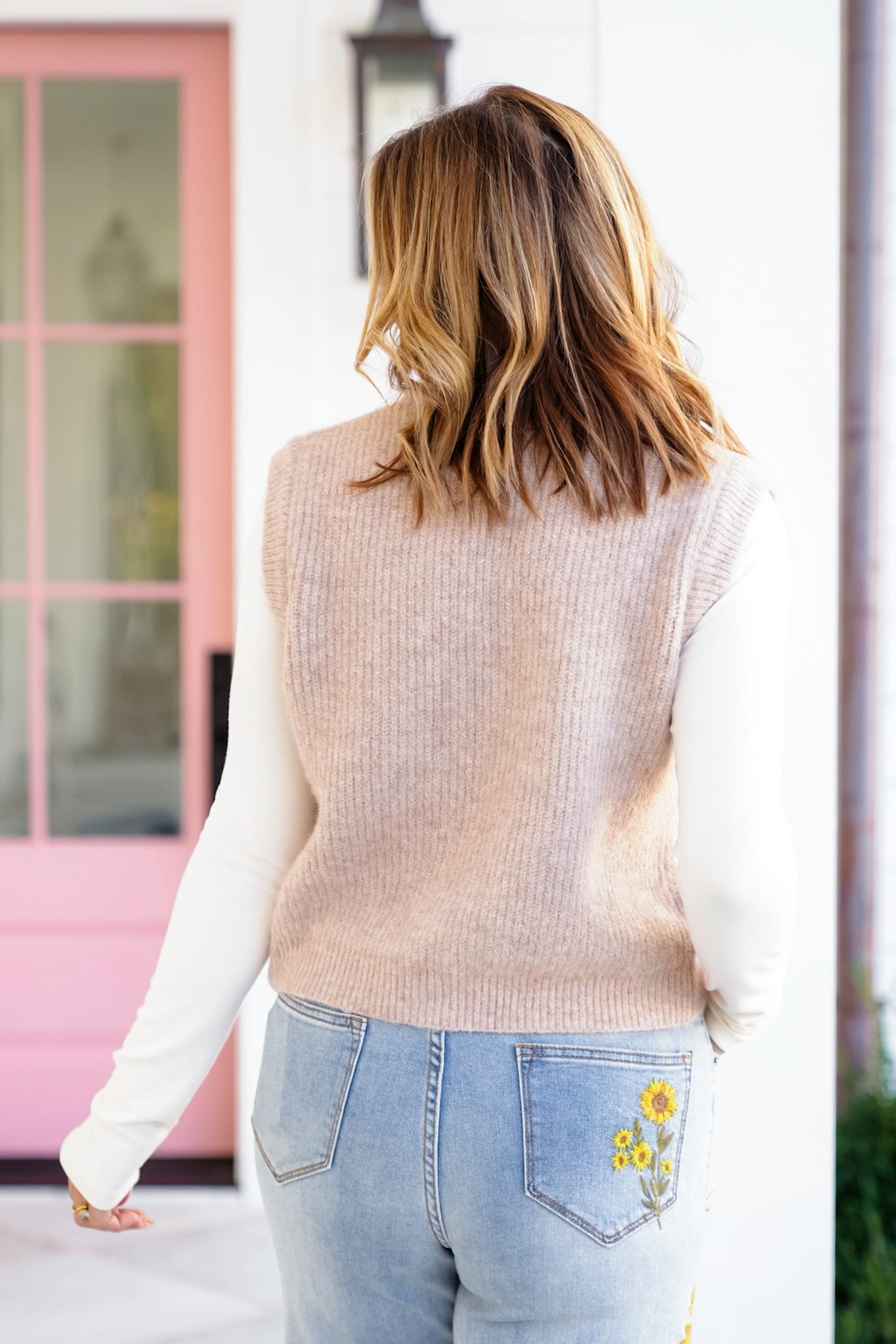 Knit V Neck Single Button Vest