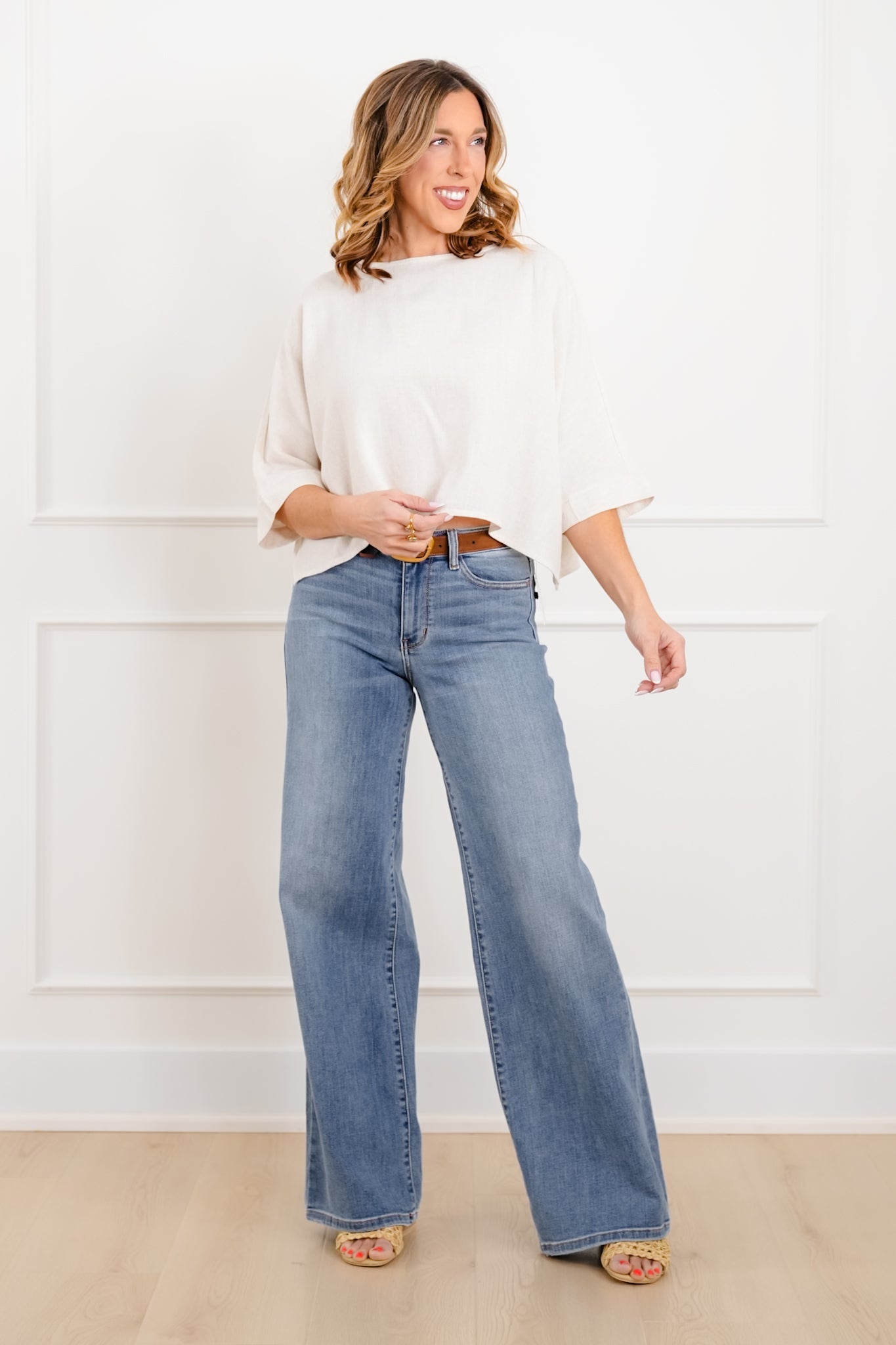 Linen Blend Dolman Sleeve Top