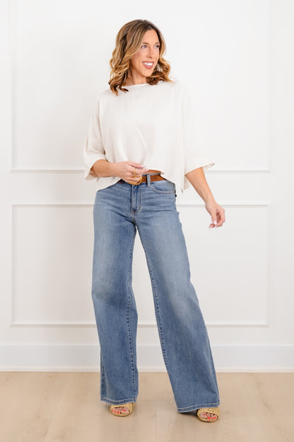 Linen Blend Dolman Sleeve Top