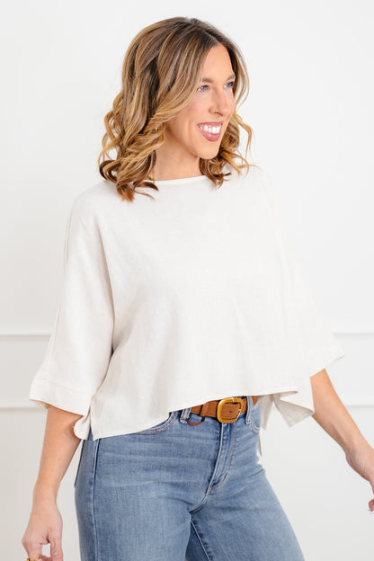 Linen Blend Dolman Sleeve Top