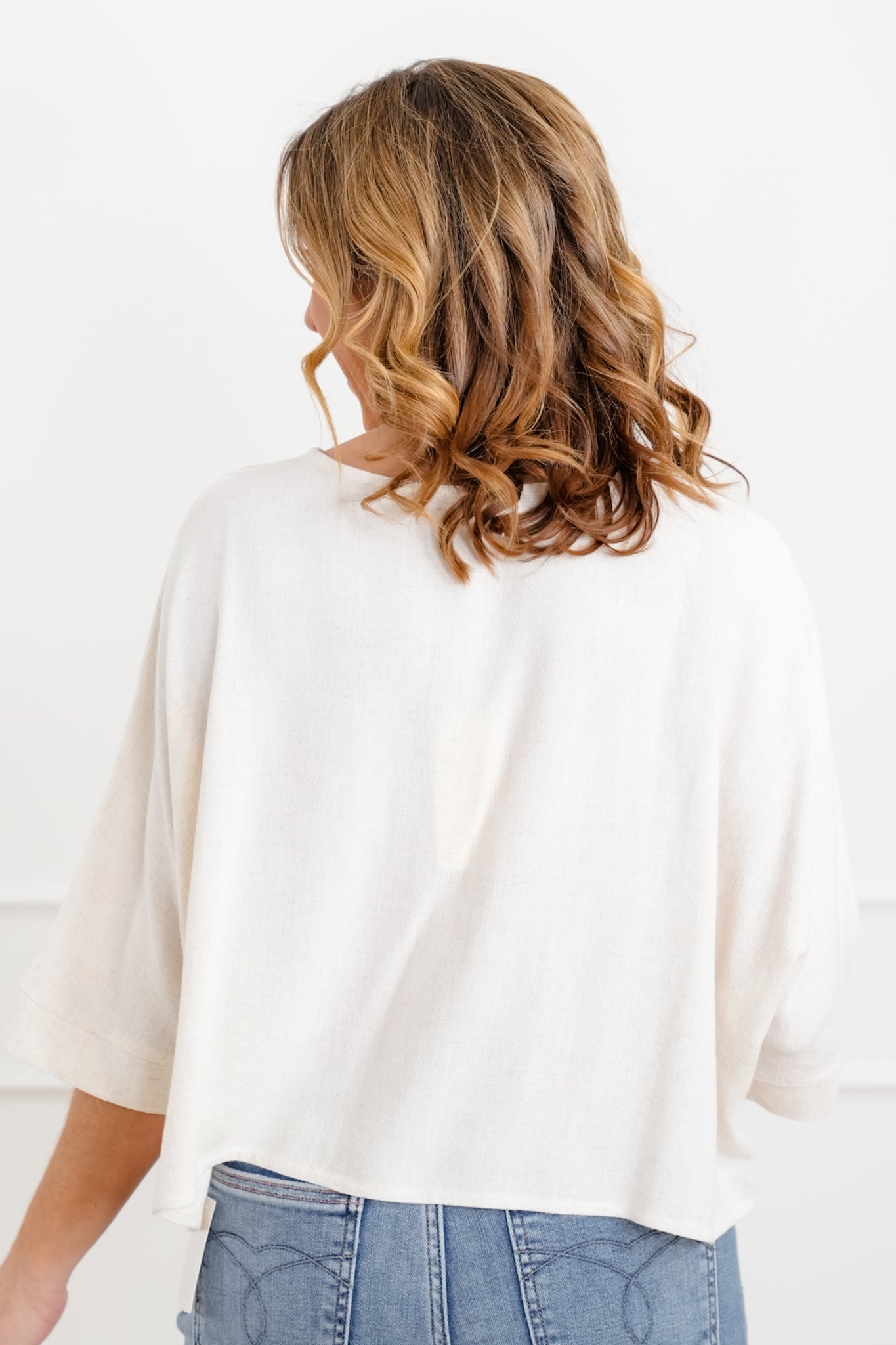Linen Blend Dolman Sleeve Top