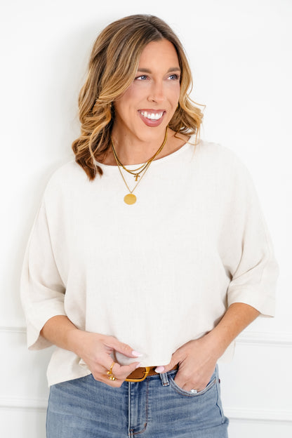 Linen Blend Dolman Sleeve Top
