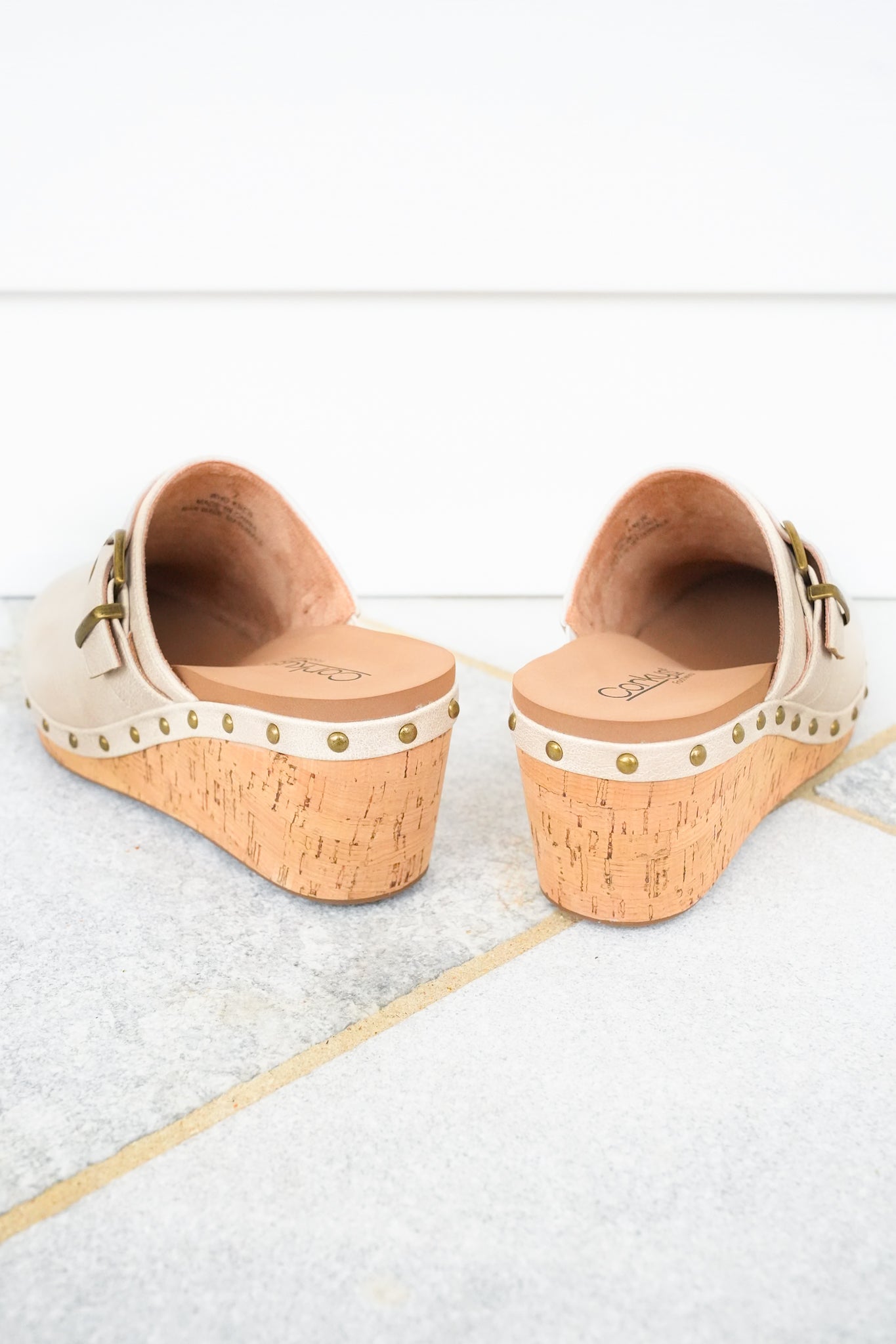 Corky's "Who Knew" Vegan Leather Cork Wedge Heel Clog Sandal with Stud Accents
