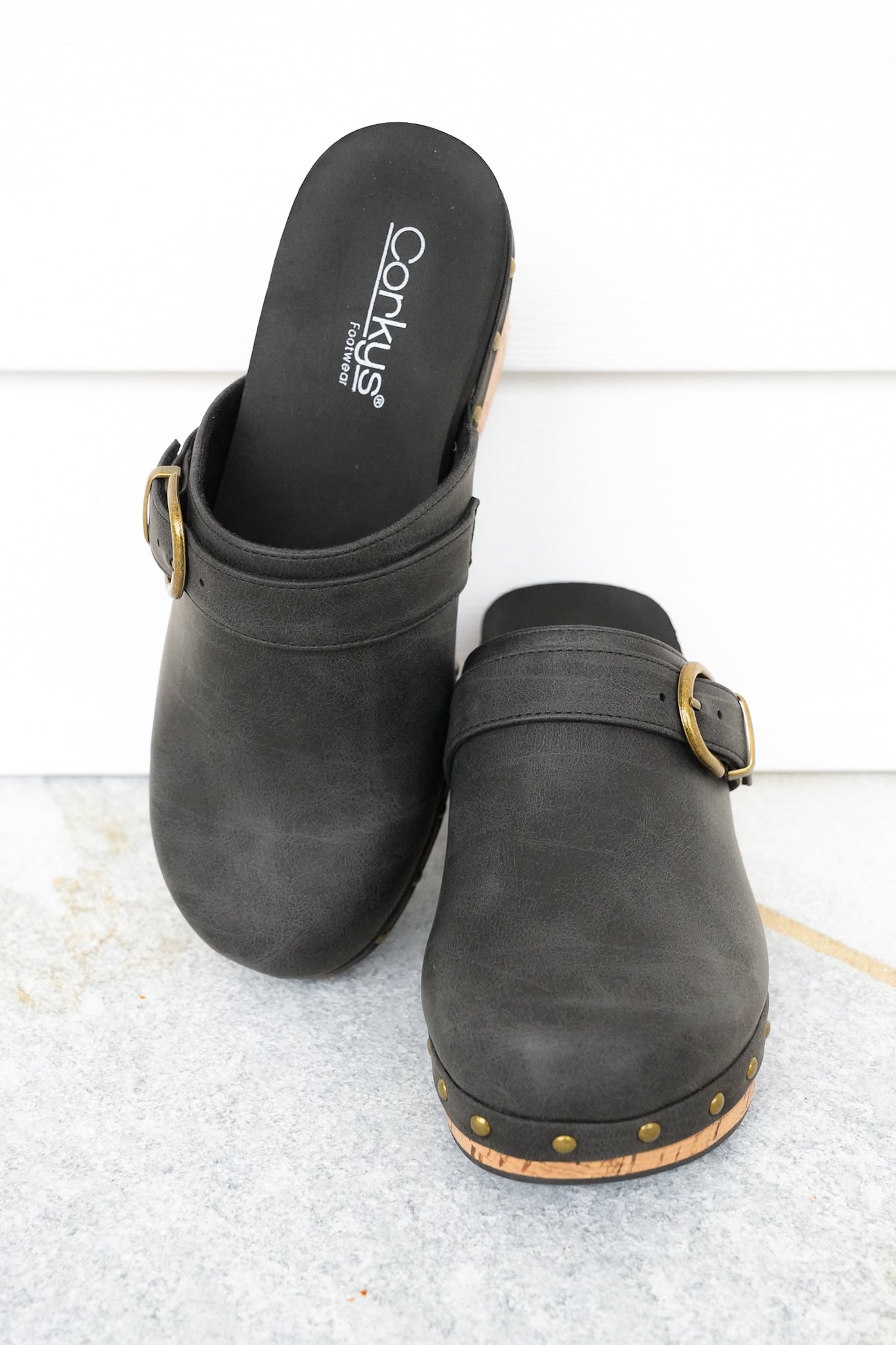 Corky's "Who Knew" Vegan Leather Cork Wedge Heel Clog Sandal with Stud Accents