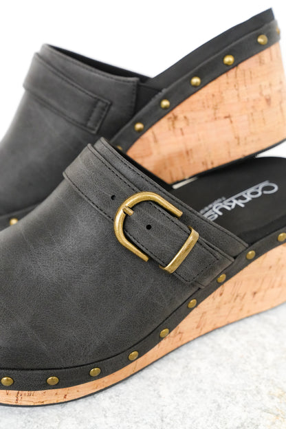 Corky's "Who Knew" Vegan Leather Cork Wedge Heel Clog Sandal with Stud Accents