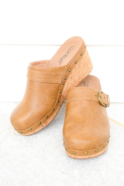 Corky's "Who Knew" Vegan Leather Cork Wedge Heel Clog Sandal with Stud Accents
