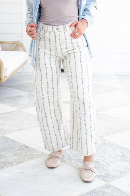 Floral Print Relaxed Barrel Pants