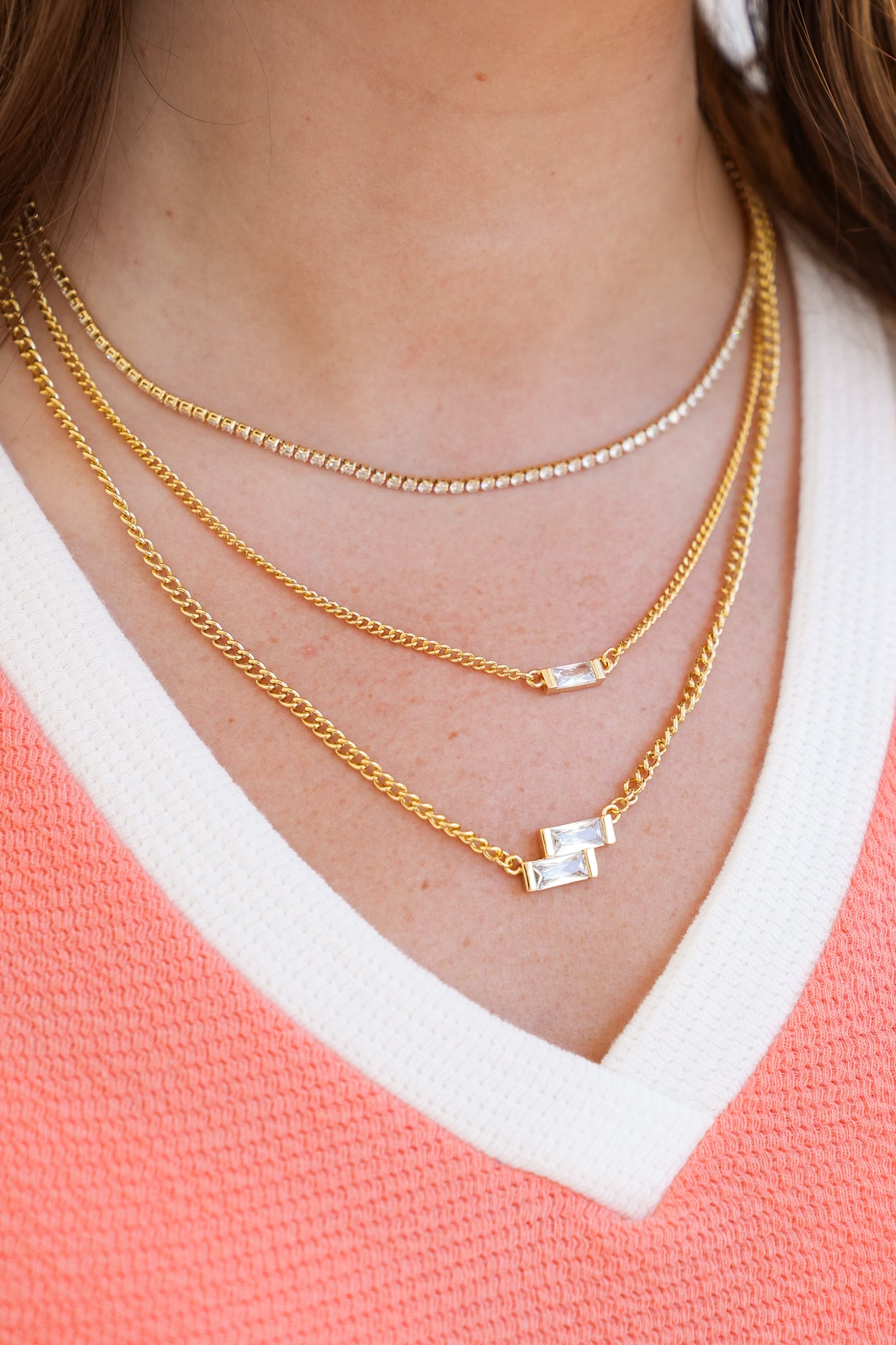 Treasure Jewels Crystal Trinity Layer Necklace