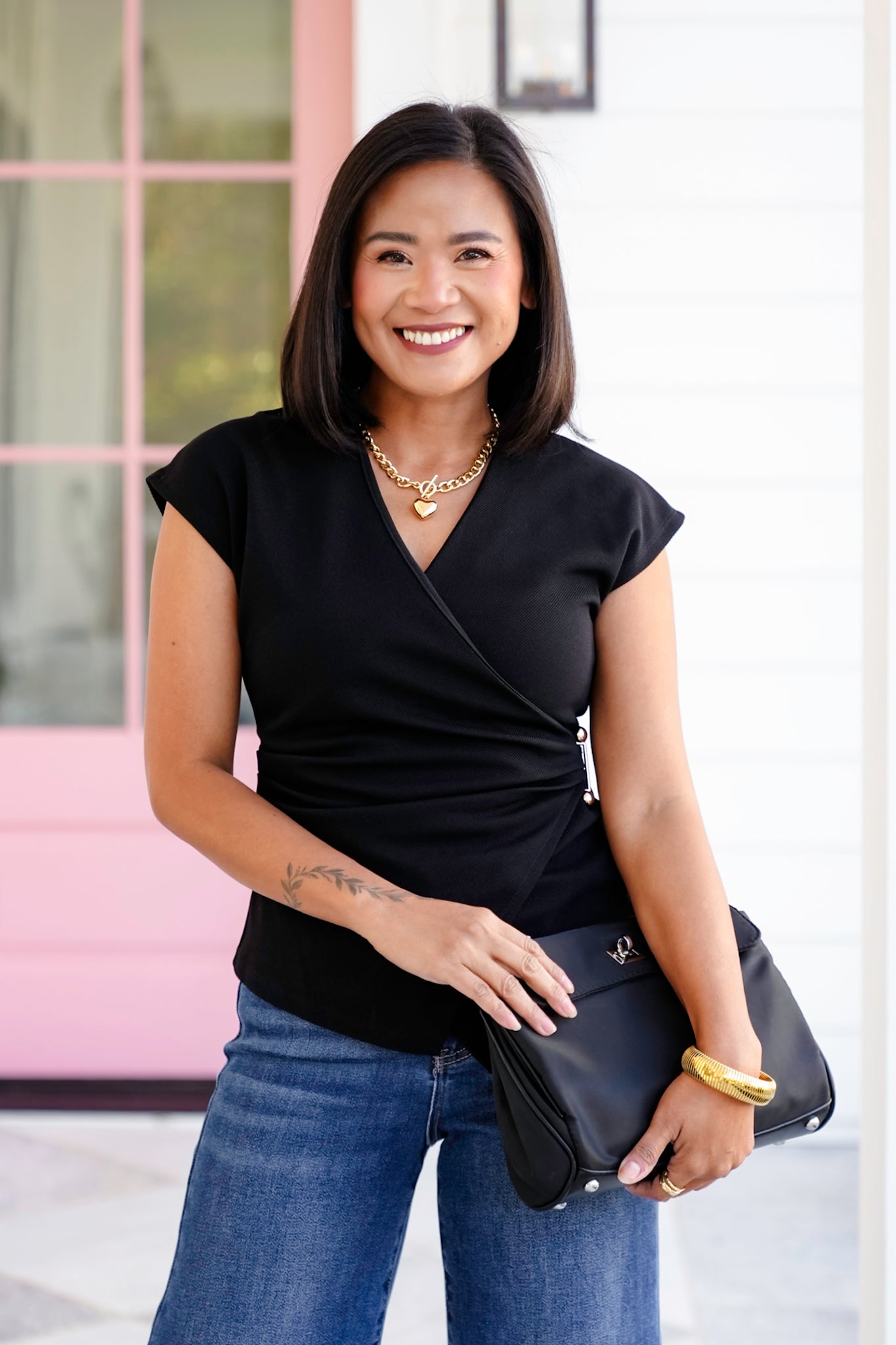 Cap Sleeve Surplice Neck Top