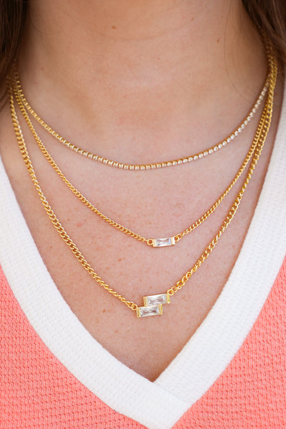 Treasure Jewels Crystal Trinity Layer Necklace